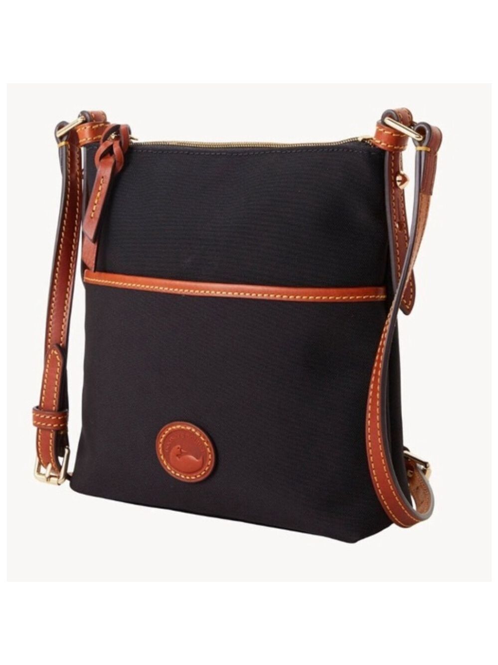 Dooney & Bourke Quiet Luxury Sporty Chic Black Nylon Leather Trim Crossbody